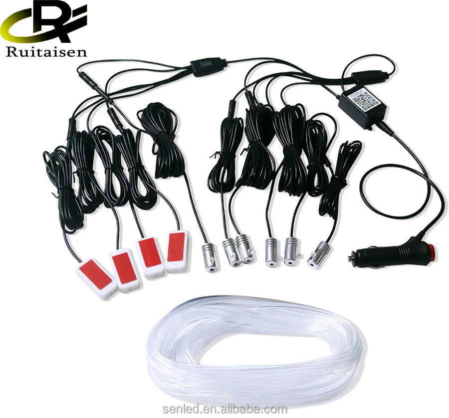 Universal 10 in 1 RGB LED 8M Led Interior Light Ambient Fiber Optical Strip Light by App Control Car Decorative Atmosphere Lamps
