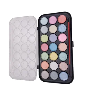 12/21/24/36 colors metallic watercolor metallic watercolor paint half pan made in China