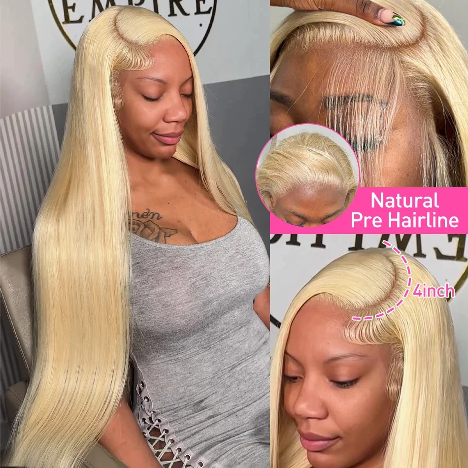 Parrucca frontale in pizzo brasiliano Remy con capelli umani biondi miele 613 lisci 30 pollici_voghion.com