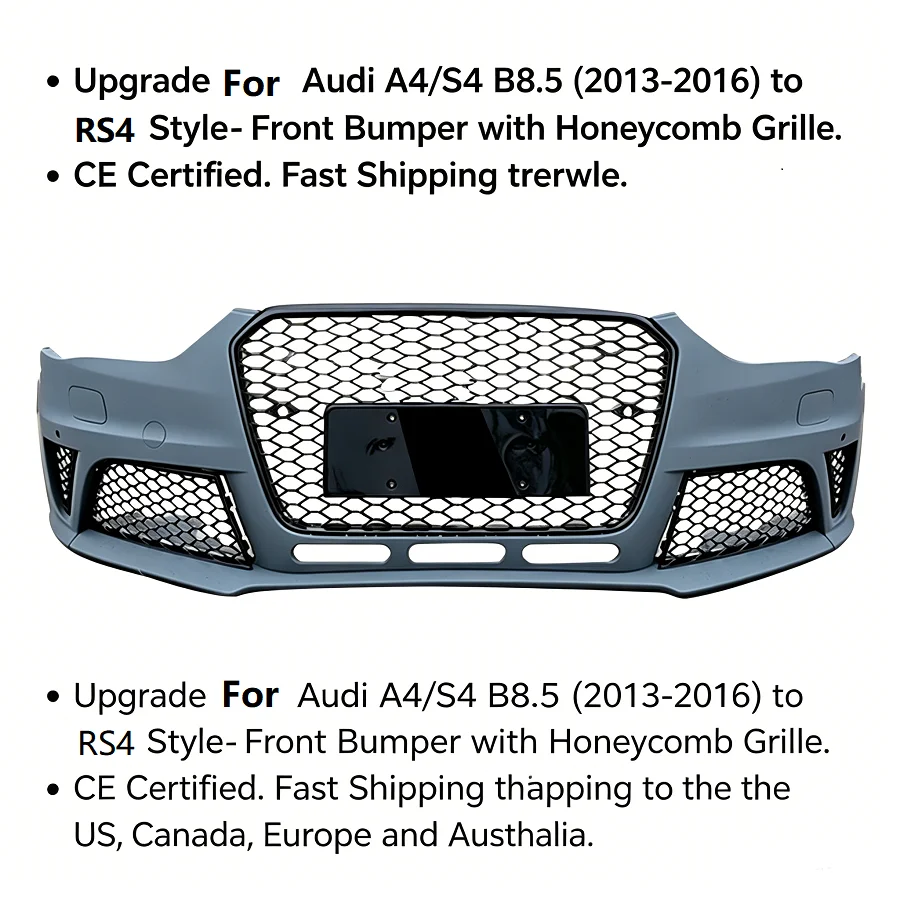 フロントバンパーグリル、A4 B7 2004-2008 に対応、RS4 スタイル