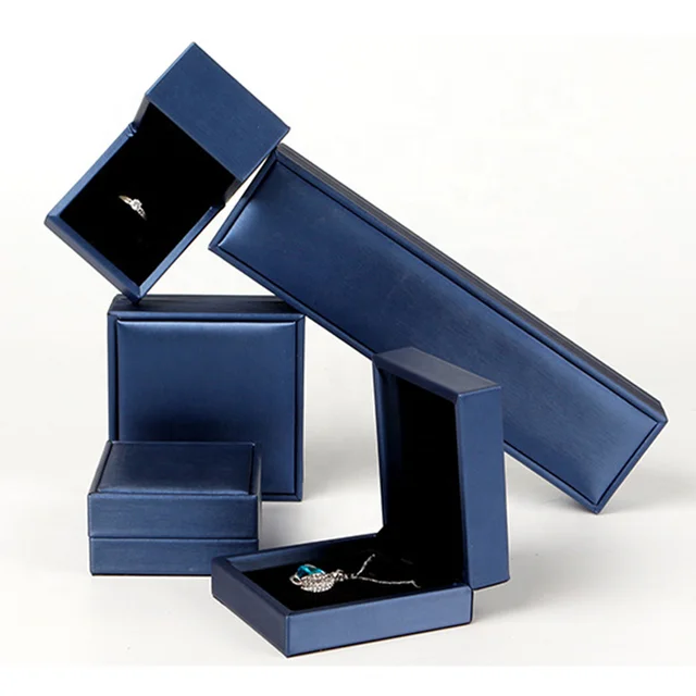 Amino Dark blue very small size PU leather jewellery gift ring box custom jewelry box packaging small