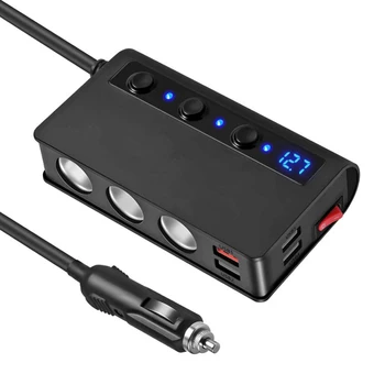 3 socket cigarette lighter splitter 7 in 1 Splitter, Car Charger Adapter, Type-C QC3.0 PD 30W Charging, Dual USB Charging Ports, Independent Switches, LED There might be a slight error due to manual measurement Quick Charge 3.0 Cigarette Lighter