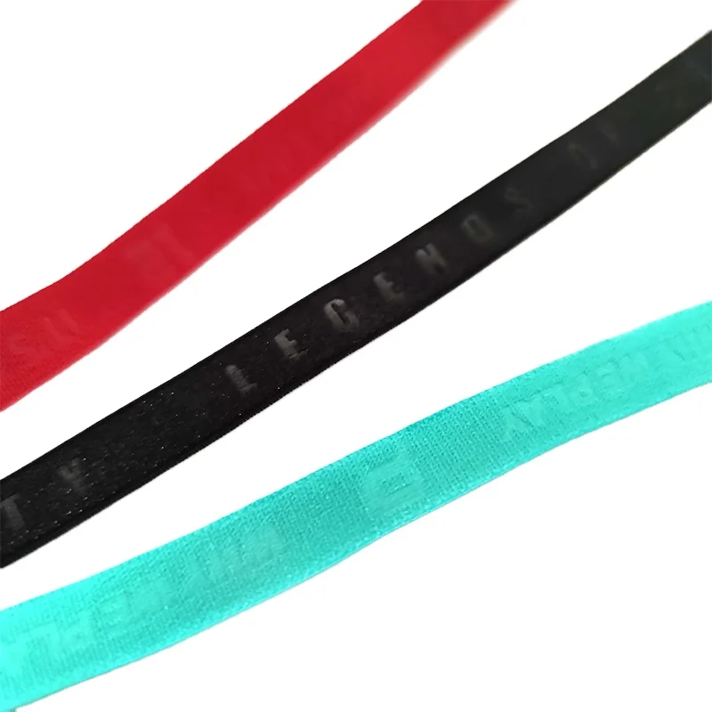Custom Printed Jacquard Debossed logo Nylon Elastic Bands for T-shirt Sport Wear Woven Neck Tape Garment Back Black Neck Tape