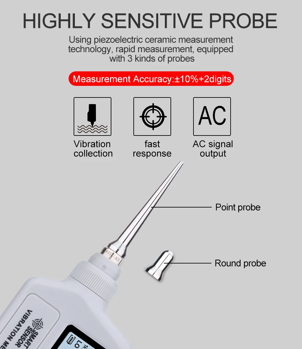 Portable Vibration Meter Smart Sensor As63a,Acceleration / Displacement