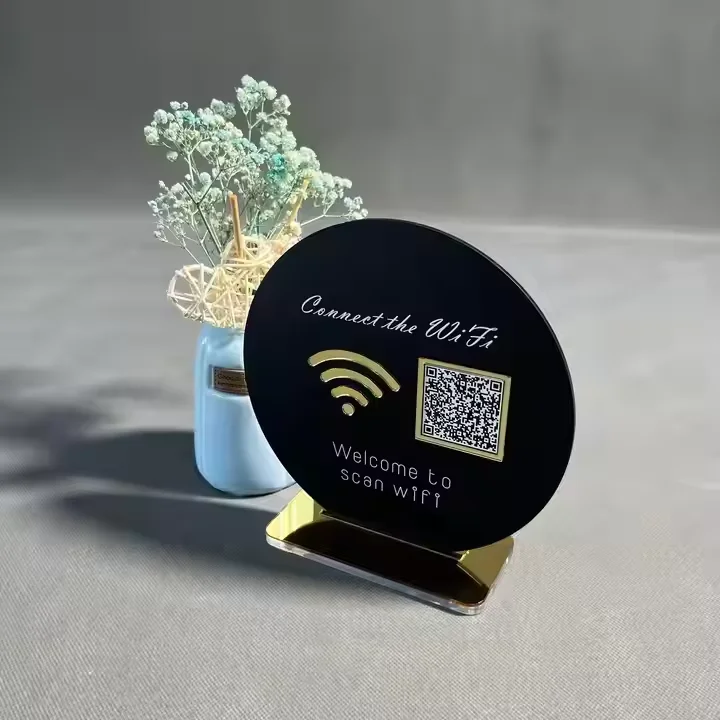 Custom Acrylic QR Code Signs, Touch Free Tabletop Acrylic QR Code Sign Board, QR Code Acrylic Display Sign Boards