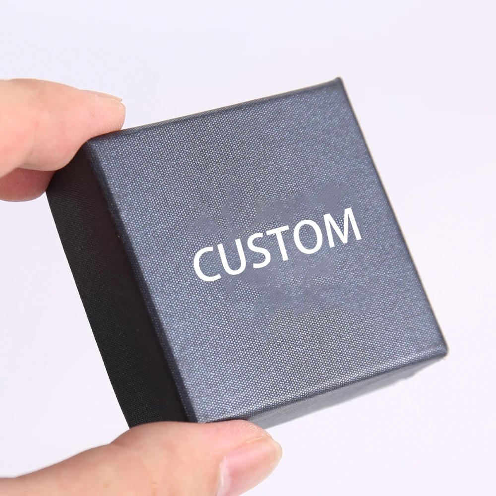 Fabrikks-egendesignert smykkeboks av høy kvalitet med papirgrunn og lokk, stiv boks med spesielt preget papir for pakking av øreringer