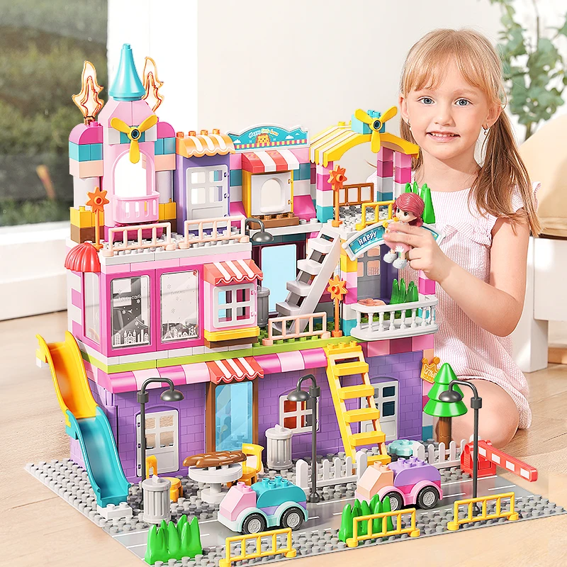 400pcs Modern DIY Building Block Sets Self-Assembled Toys for Kids Perfect Play House Blocks for Girls Villa Figures Box Packed