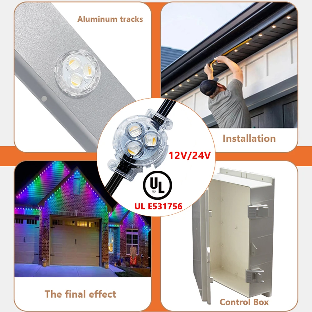 Customized Led Permanent Outdoor Lights Ip68 Dc12v 24v 36v Rgbw Chasing Color Permanent Track Light