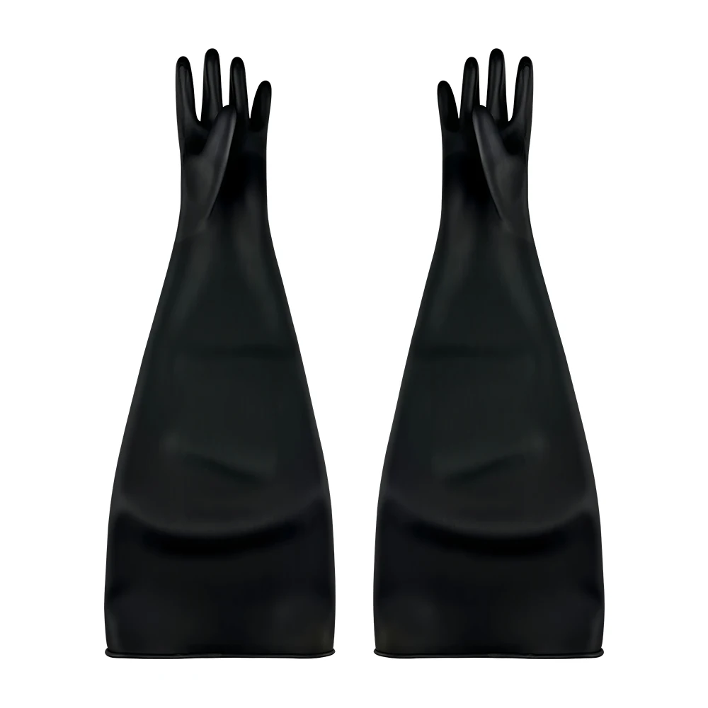 35CM Length Factory Direct Sale Lab Work Chemical Resistant Protective Butyl Rubber Glove Box Gloves
