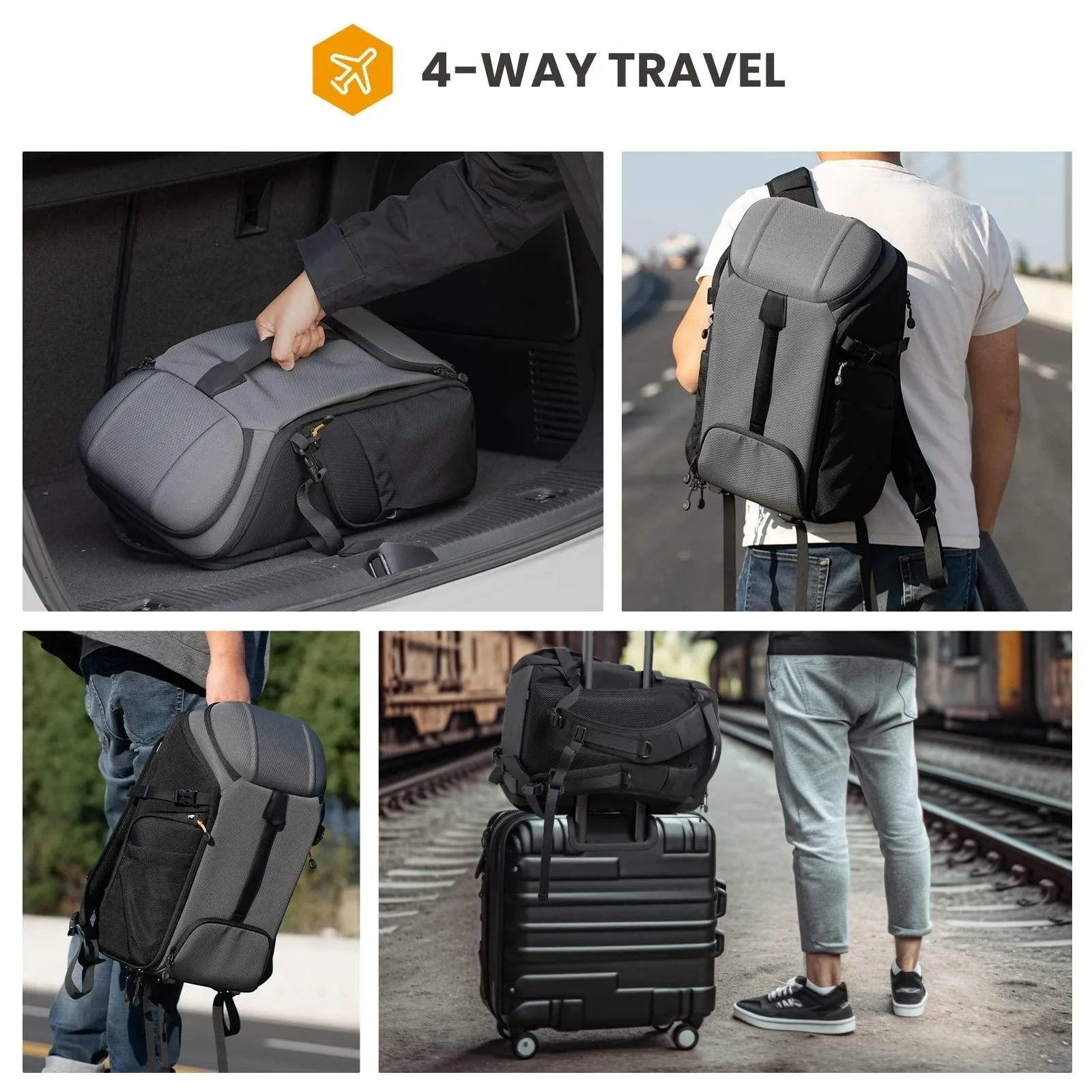 Large Vintage Luxury Camera Backpack Dual-Side Opening 15.6\" Laptop Compartment Waterproof Raincover for Outdoor Photography