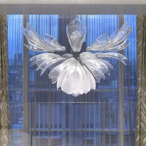 Nordic Post-modern Light Luxury Hotel Lobby Custom Lamps Sales Department Villa Living Room Petal Shape Chandelier