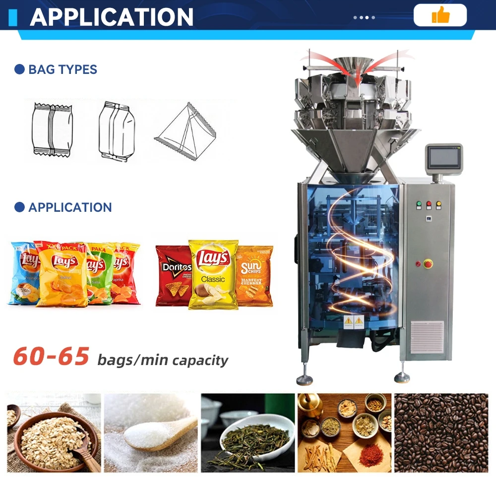 Automatic 2 in 1 Filling Check Weigher Vegetable Plantain Chips Pouch Bag Sealing Bagging Packing Banana Chips Packaging Machine