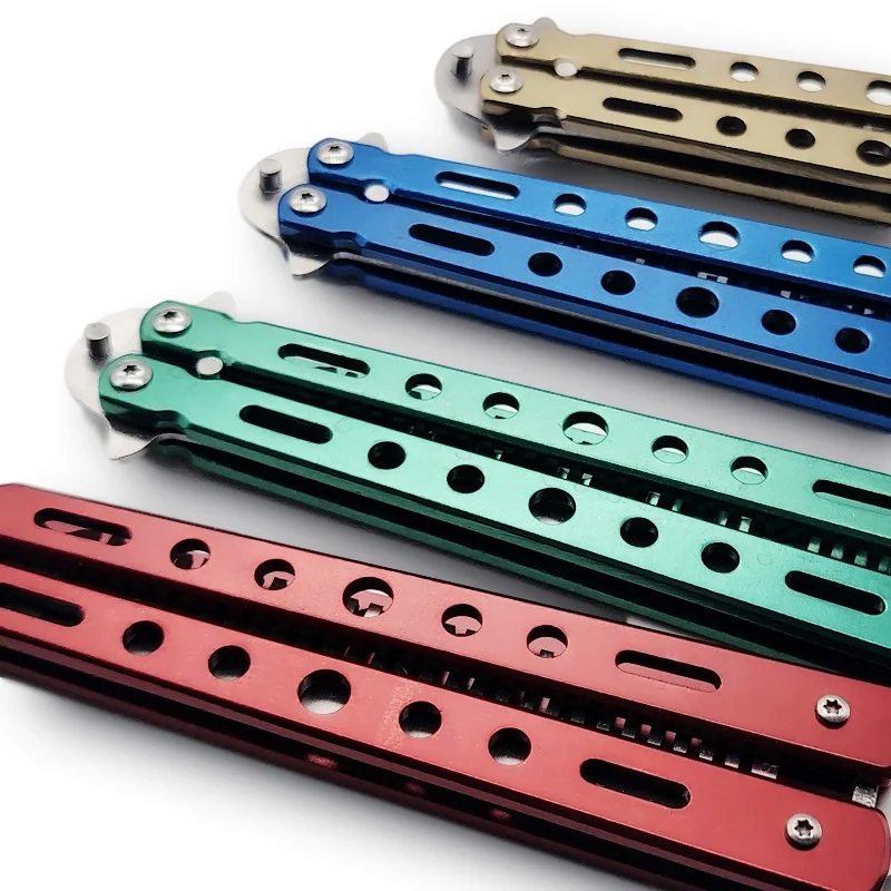 Wholesale Stock Various Colors Unsharpened Comb Knife Training Knife Stainless Steel Dull Blade Comb Exercise Butterfly Knife