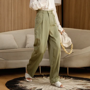 Wholesale High-Waist Woman Suit Pants Fashionable Office Style Breathable Cotton Quick Dry Embossed Logo XS Size Good Price