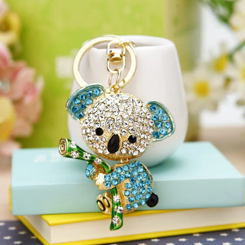 Cute Koala Key Chains Bling Diamond Crystal Rhinestone Gold Crystal