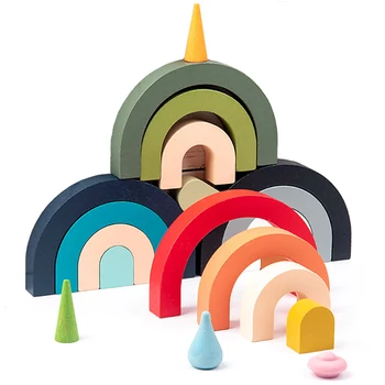 Large Wooden Rainbow Stacker Game Rainbow Stacking Toys Montessori ...