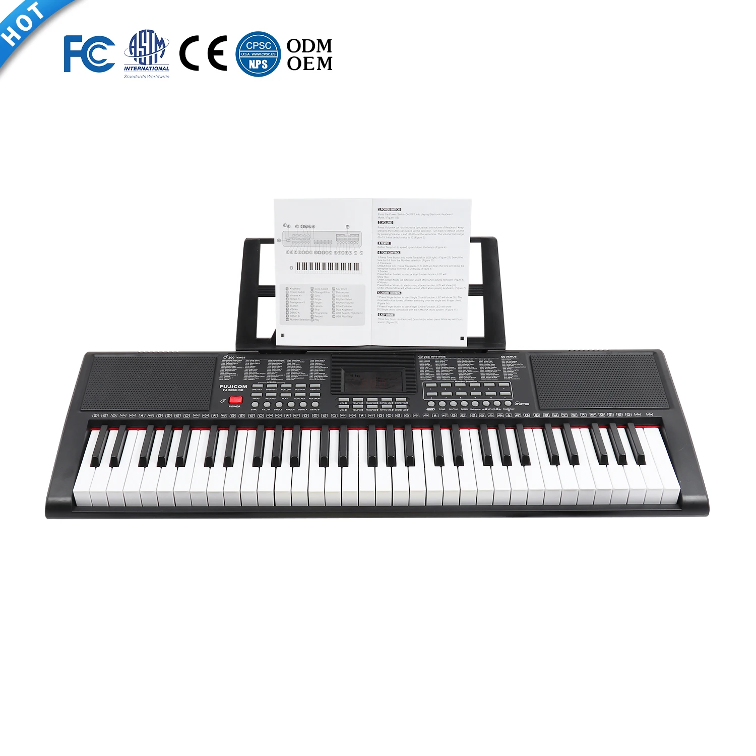 Professional Design Musical Keyboard Lighting Electronic Organ for Music Beginner