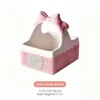 Cesta de punto en relieve gris-rosa w193899