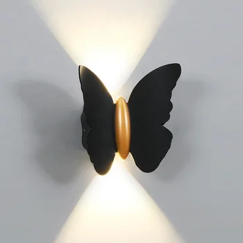 NEW 6W High quality lamp fancy Butterfly Waterproof Lamp Black Gold Shell wall lamp and outdoor nightlight