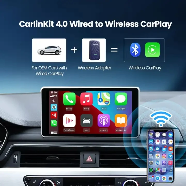 Carlinkit 4.0 New Wireless Android Auto Dongle Wired Carplay To Android ...