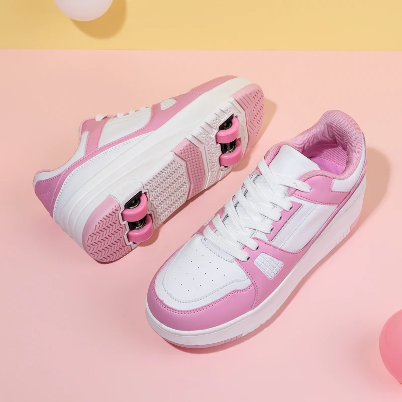 Retractable Roller Skate Shoes Four Wheel Casual Shoes for Young