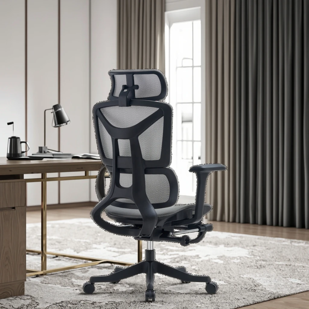 Extended Comfort Mesh Recliner Rotatable Footrest Ergonomic Support Heavy Duty Base Professional Leisure 2