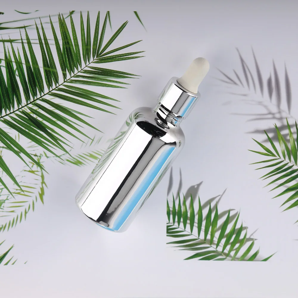 10ml 15ml 20ml 30ml 50ml 100ml Electroplating Silver Essential Oil Glass Bottle with Dropper