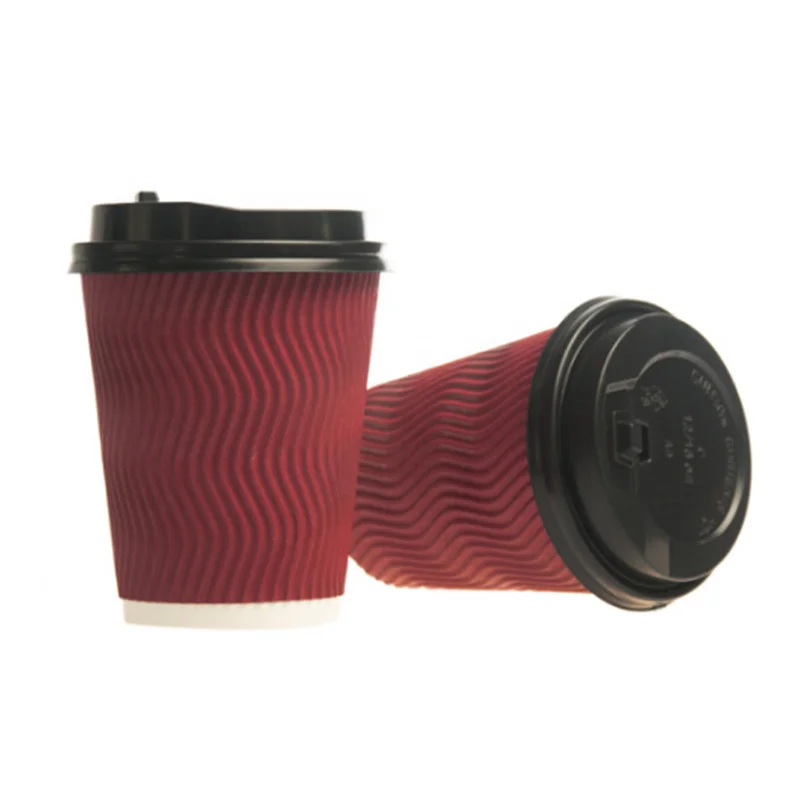 eco friendly custom Disposable papercups Biodegradable Cupcake Carton 12 oz Hot Insulated Coffee Kraft Paper Cup With Lid