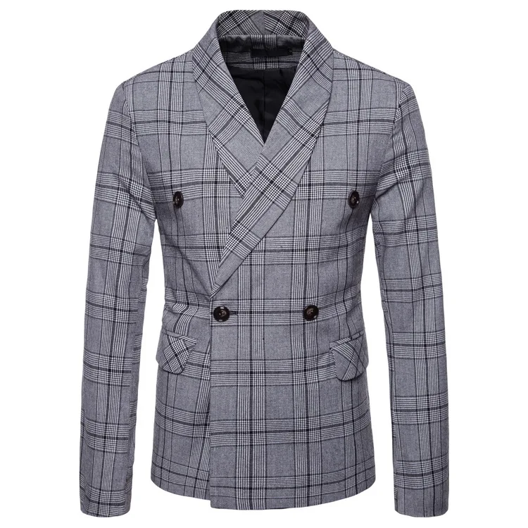 mens double breasted check blazer