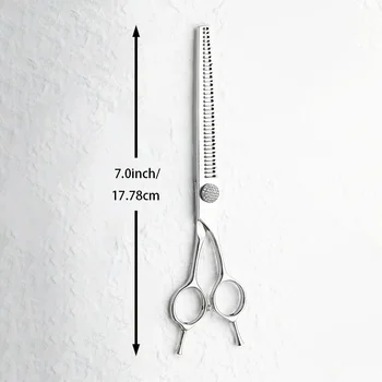 7.0 Inch Silver Beautician Fish Bone Scissors Customizable Pet Beauty Diamond Adjustable Screw