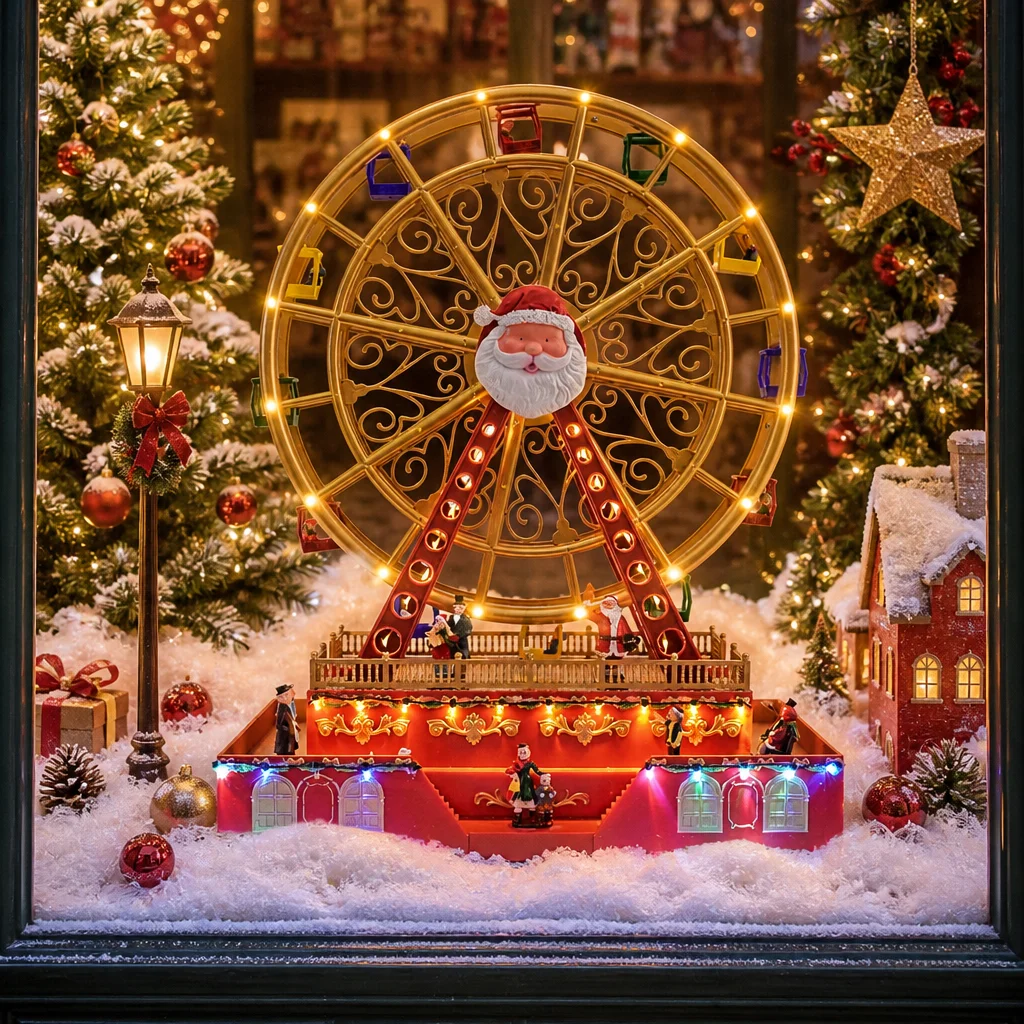 ノエルフェリスホイール音楽ボックス LEDライト付きクリスマス装飾
