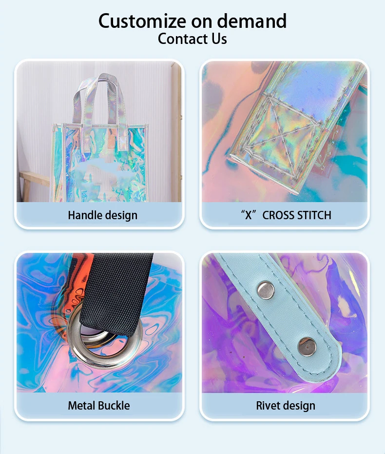 HANSUN Hot Sale Waterproof Clear PVC Beach Tote Bag Cosmetic Bag with Customized Letter Pattern Design
