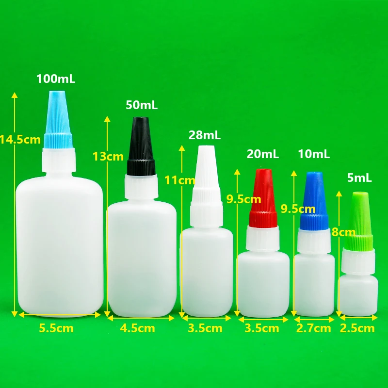 1Oz Hdpe Flat Oval Plastic Glue Bottle Natural Blue Red Color Plastic Bottles Dropper Cap Bottle