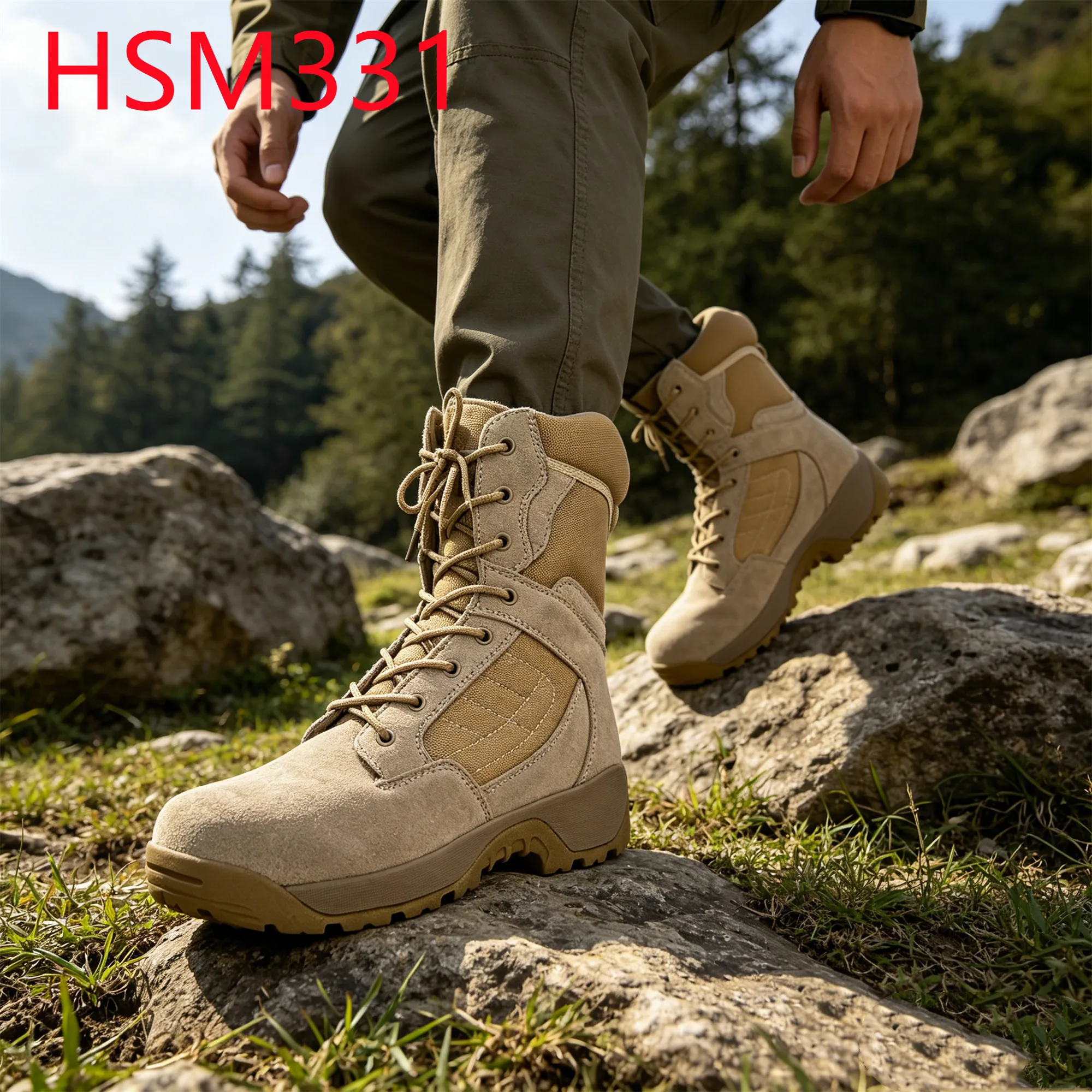 YYR,Sandstorm Area Shock Absorption EVA+rubber Sole Desert Boots Perfect for Work Rip Stope Suede Leather Tactical Boots HSM331