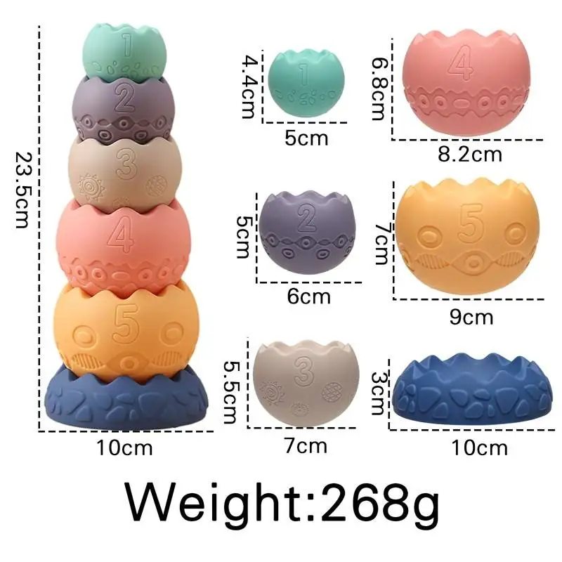 Sensory Educational Montessori Stacking Balls Soft Rubber Children Baby