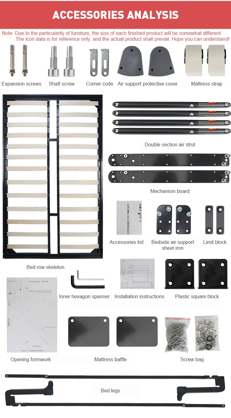 Murphy Folding Wall Bed Mechanism Hardware Kit Hidden Folding Side