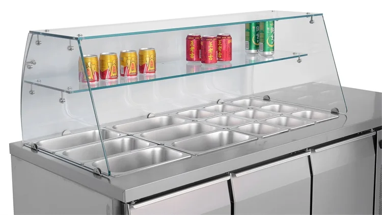 Commercial Buffet Salad Prep Table Refrigerator Commercial 3 Doors Salad Bar Refrigerator Subway Cold Food Table