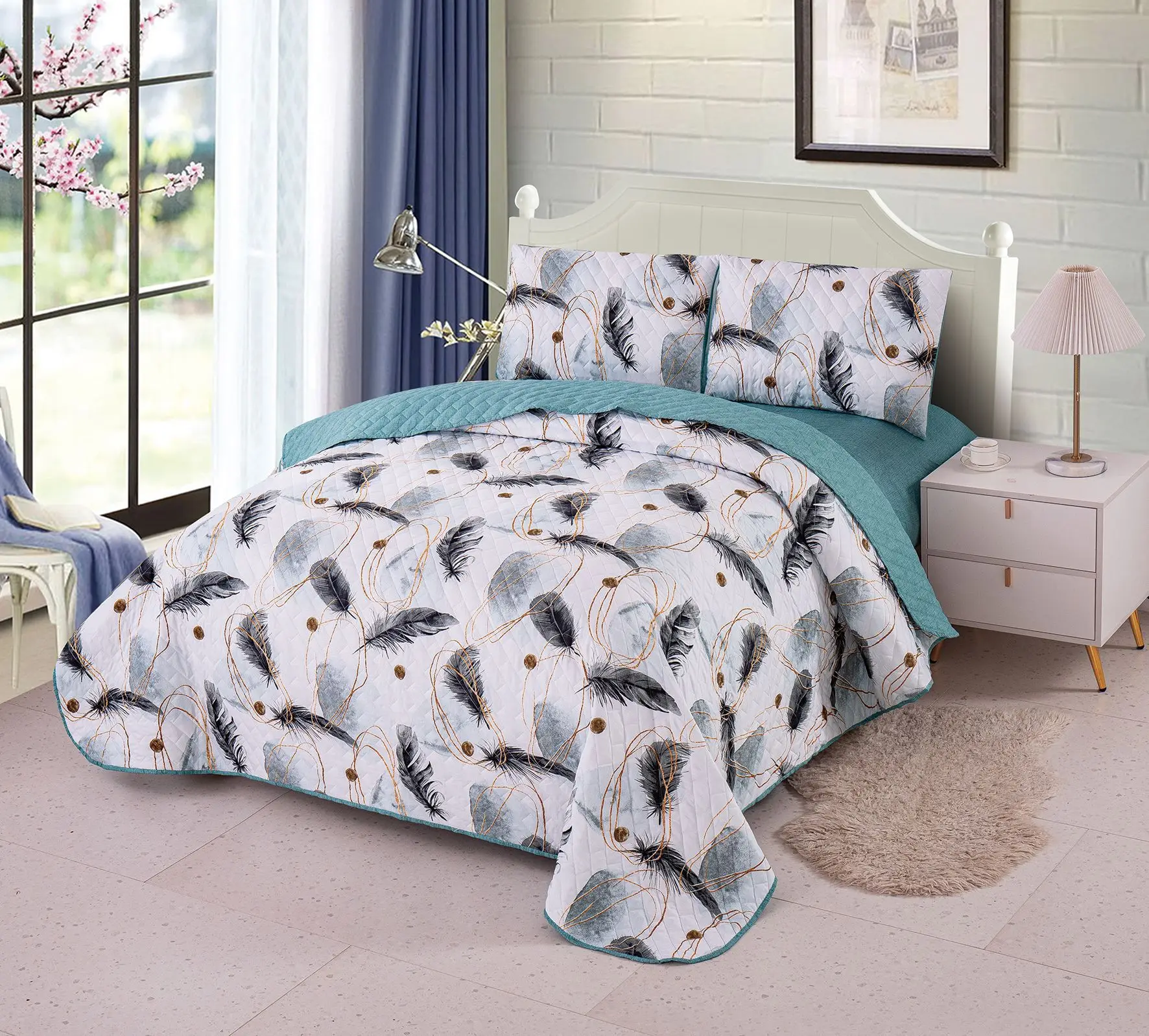 100% polyester printed classic microfiber  bedding comforter set