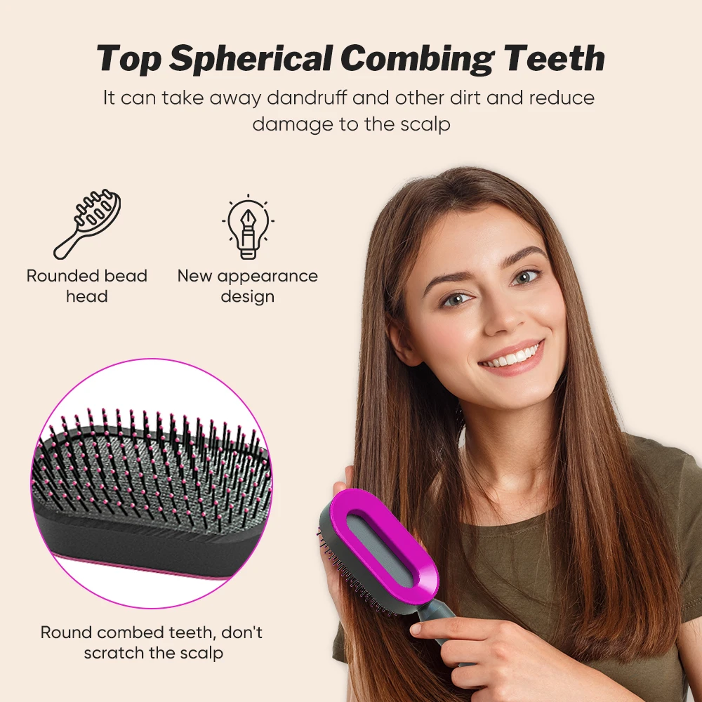 Hair Combs Hair Lint Remover Brush With Self Cleaning Base 3d Quick Self Cleaning Hair Brush For