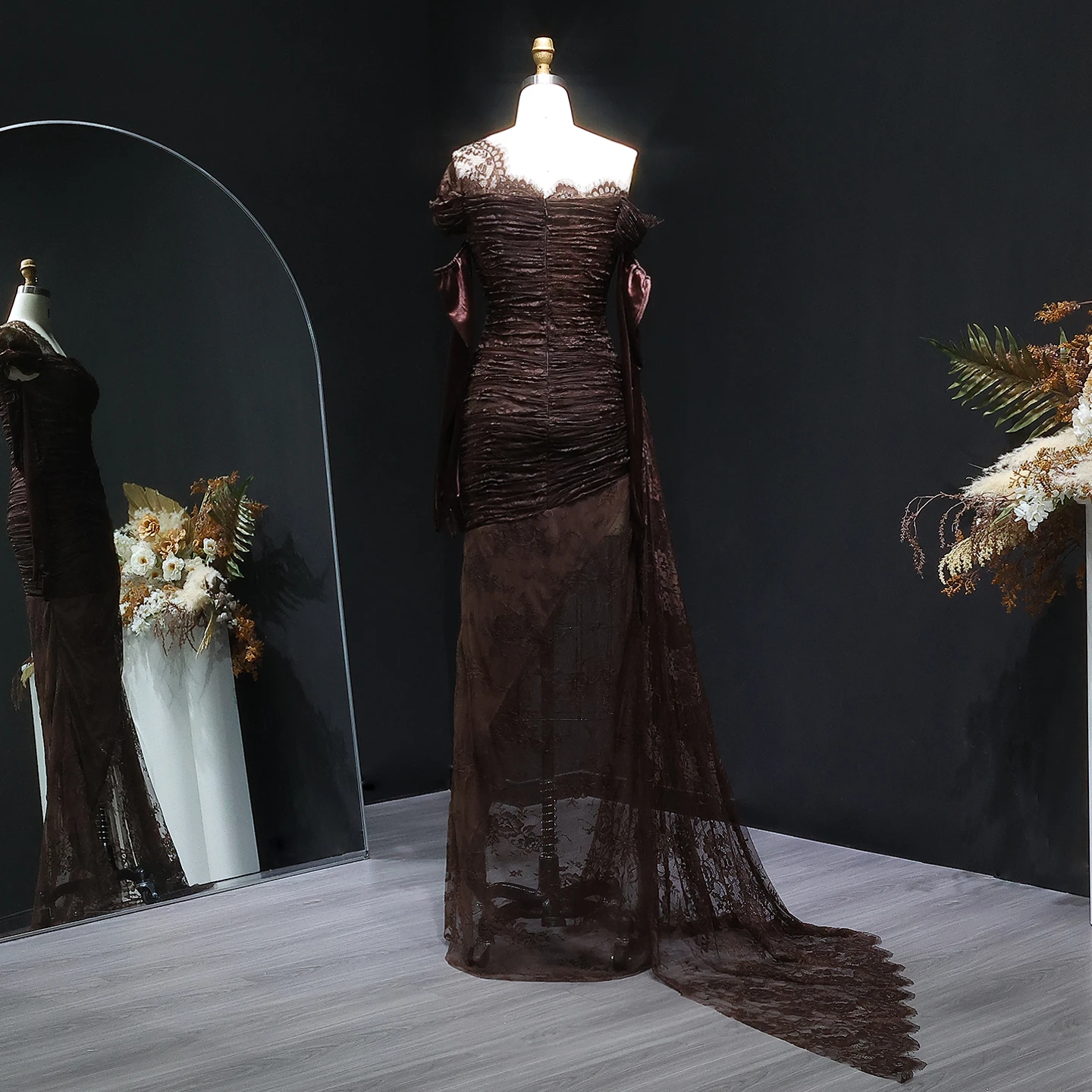Sharon Said SF017 - Elegant Lace Black Dress for Weddings