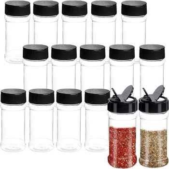 2023 Hot Sale PET Empty Plastic Seasoning Bottles Spice Shaker Powder Containers Pepper Salt Jar With Flapper Spices Jars Set
