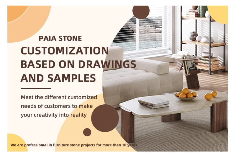 product modern luxury irregular natural stone marble coffee table wabi sabi style red oak set for home dining living room furniture-0