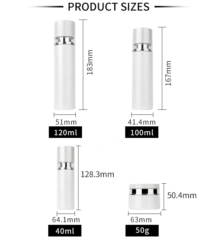 Wholesale pump spray container white luxury cosmetic glass bottles skincare packaging set 50g40ml100ml120ml factory