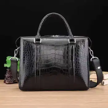Luxury Real Crocodile Belly Leather Lawyer Handbag Big Capacity Endurable Style Laptop Leather Briefcase