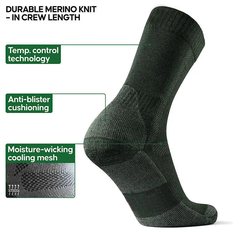 Men Merino Thick Wool Socks Cushioned Trekking Work Outdoor Hiking Men ...