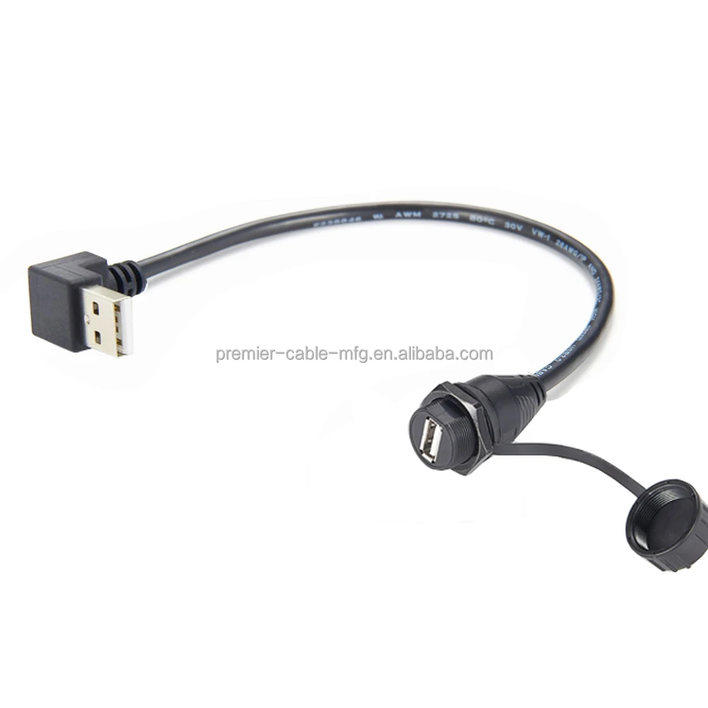 IP67 Panel Mount USB Male to Female Extension Cable manufacture