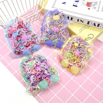 New Design Rainbow Color Sweet Lovely Dinosaur Portable PVC Bag Continuous Disposable Small Elastic Hair Rubber Bands