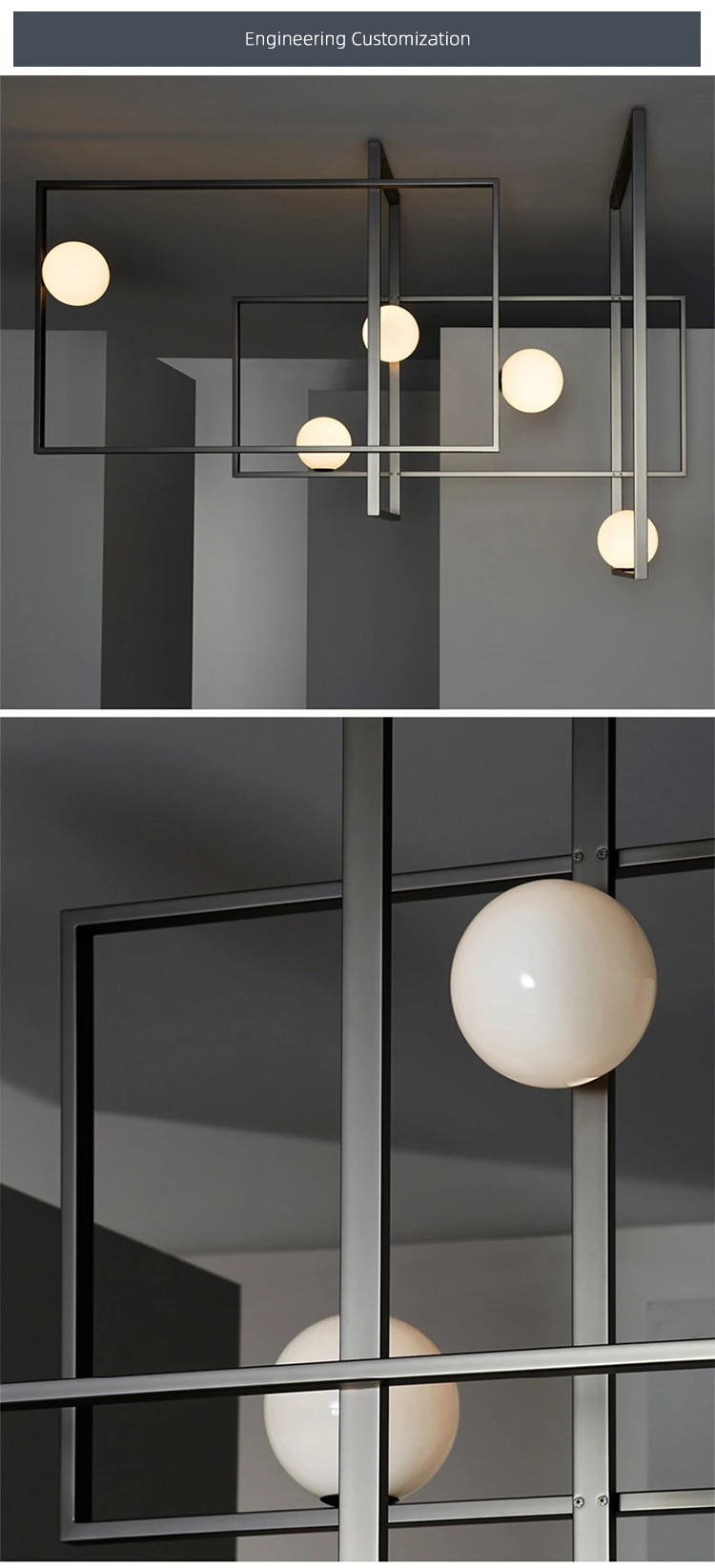 cpl 26 residential decoration chandelier metal rectangular frame custom modern led pendant light-0