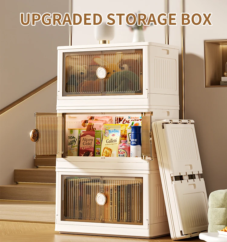 Modern Design Collapsible Rectangle Plastic Storage Container Eco-Friendly Foldable Clothes Lock Box for Toys