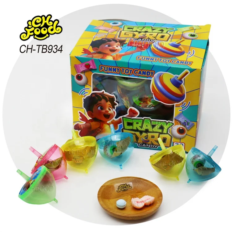 Hot Selling Plastic Gyroscope Funny Toy Candy Sweets Wholesale Halal Gummy Candy and Fruity Tablet Candy for Children